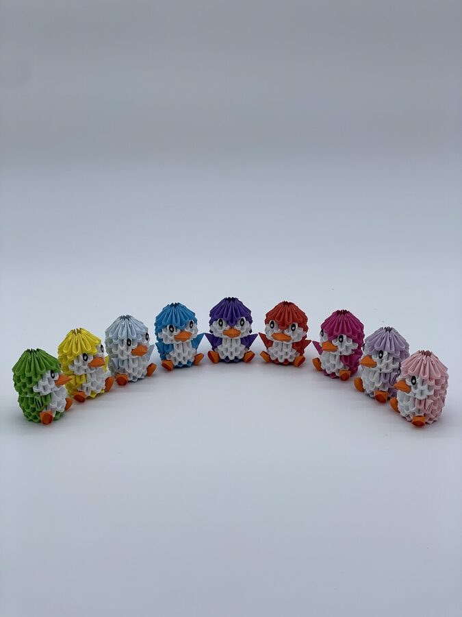 Collection 9 canards origami 3D multicolores